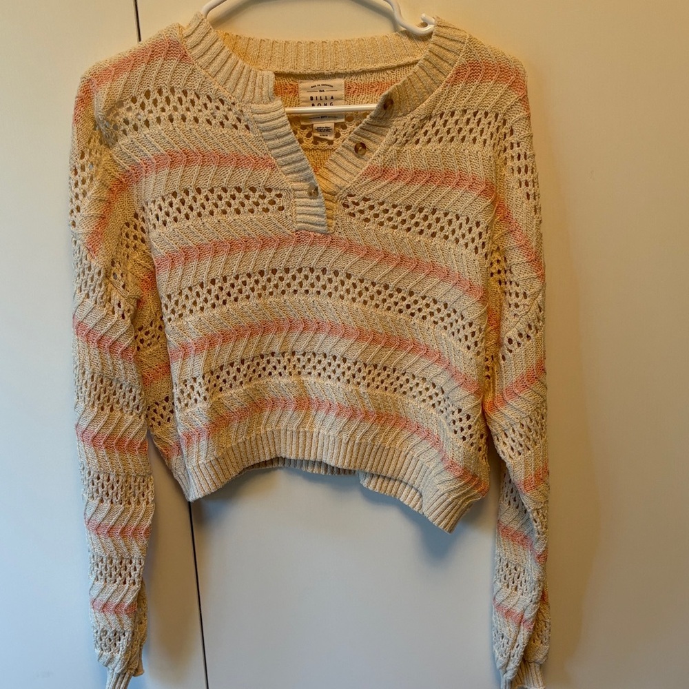 Billabong Cream and Pink Women's Sweater